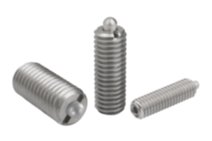 Fjädrande tryckstycken med insexkant och tryckstift, rostfritt stål Fjädrande tryckstycken med insexkant och tryckstift, rostfritt stål