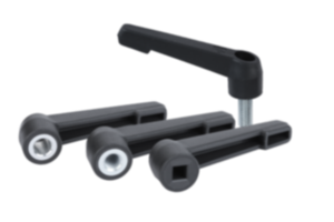 Clamping levers, plastic, non-adjustable, threaded insert blue passivated steel Clamping levers, plastic, non-adjustable, threaded insert blue passivated steel