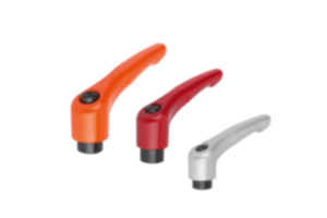 Clamping levers, die-cast zinc with internal thread, satin finish, threaded insert black oxidised steel Clamping levers, die-cast zinc with internal thread, satin finish, threaded insert black oxidised steel