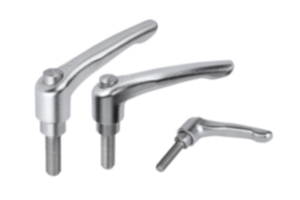 Clamping levers, stainless steel with external thread and protective cap, threaded pin stainless steel Clamping levers, stainless steel with external thread and protective cap, threaded pin stainless steel