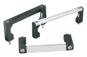 Pull handles, aluminium with plastic grip legs, mounted from front Pull handles, aluminium with plastic grip legs, mounted from front