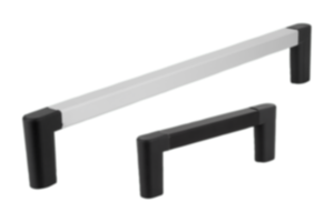 Pull handles, aluminium with plastic grip legs, mounted from rear Pull handles, aluminium with plastic grip legs, mounted from rear