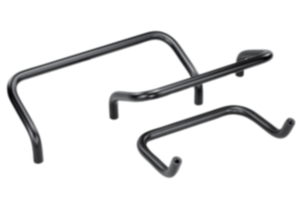 Pull handles, anodised aluminium, rounded angled, round profile Ø16 and 18, mounted from the rear Pull handles, anodised aluminium, rounded angled, round profile Ø16 and 18, mounted from the rear