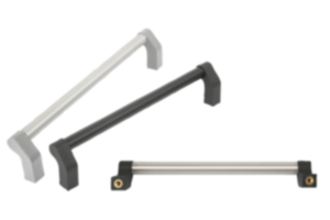 Tubular handles, aluminium, angled with plastic grip legs Tubular handles, aluminium, angled with plastic grip legs