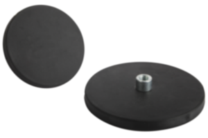 Magnets shallow pot with tapped pin NdFeB, with rubber protective jacket Magnets shallow pot with tapped pin NdFeB, with rubber protective jacket