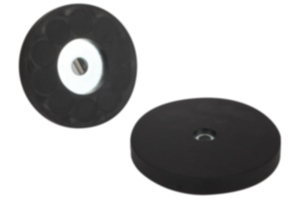 Magnets shallow pot with through hole NdFeB, with rubber protective jacket Magnets shallow pot with through hole NdFeB, with rubber protective jacket
