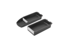 Gripbehållare i plast, antistatiska för upphängningsprofil Gripbehållare i plast, antistatiska för upphängningsprofil