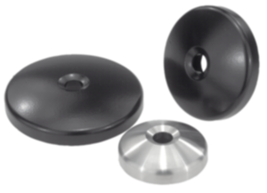 Plattor för justerbara fötter i zinkgods eller rostfritt stål Plattor för justerbara fötter i zinkgods eller rostfritt stål