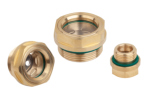 Oljenivåglas i mässing med säkerhetsglas  Oljenivåglas i mässing med säkerhetsglas