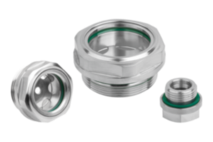 Oljenivåglas i rostfritt stål med säkerhetsglas  Oljenivåglas i rostfritt stål med säkerhetsglas