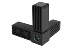 Insticksförbindningar för fyrkantsrör, tre håll och gängat hål Insticksförbindningar för fyrkantsrör, tre håll och gängat hål