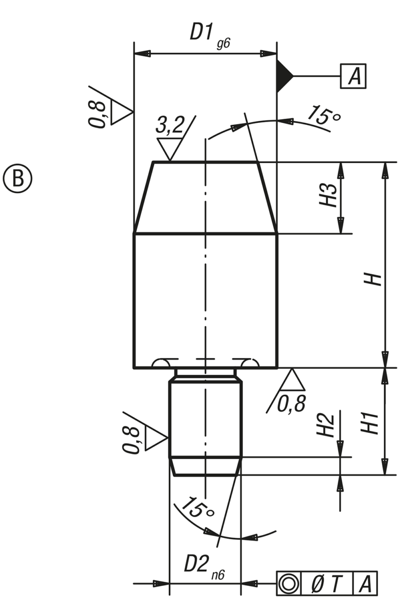 Styrbultar cylindriska, Form B