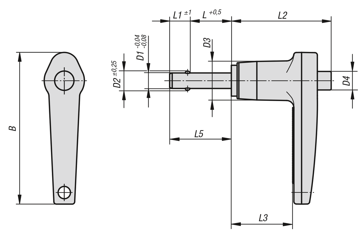 Kulspärrbultar med L-handtag i aluminium