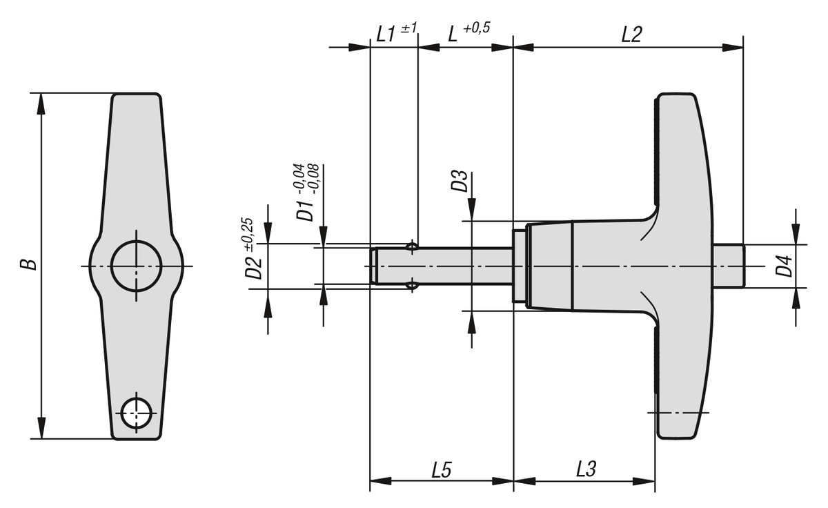 Kulspärrbultar med T-handtag i aluminium