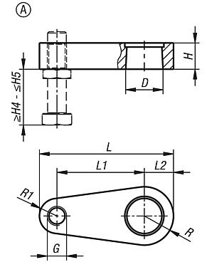 Hållarm för svängspännare hydraulisk, form A