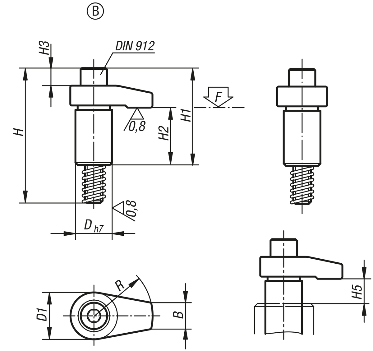 Spännhakar slipade, Form B