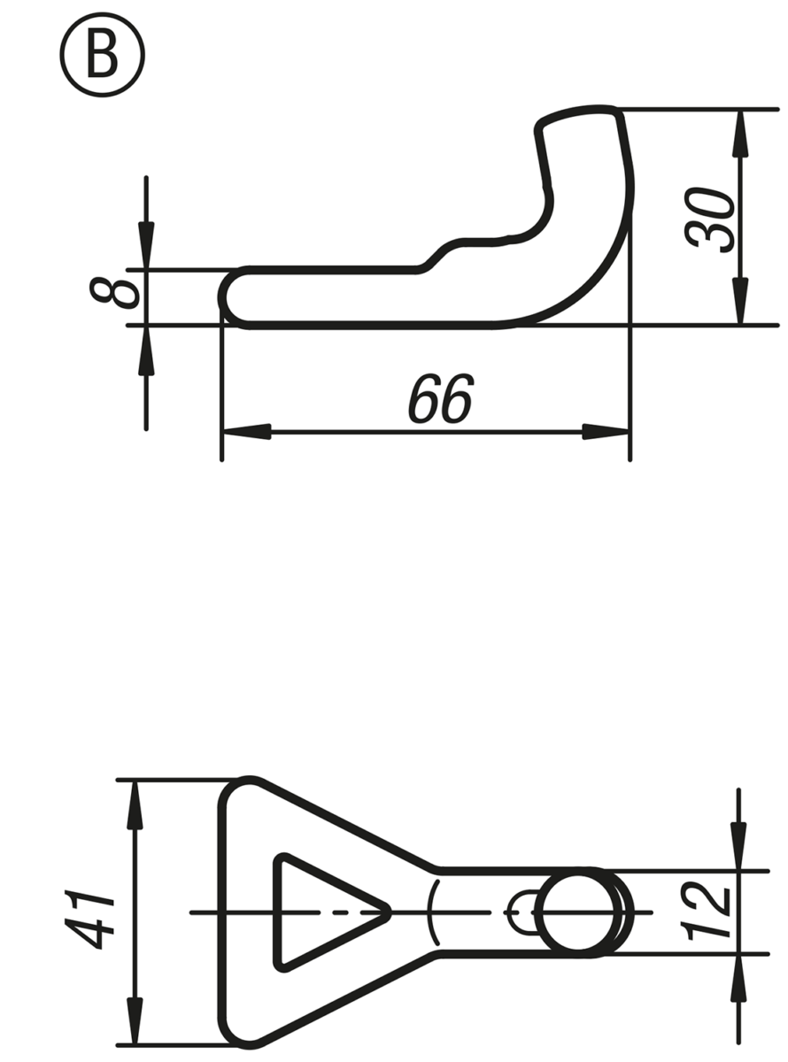 Låshake, form B