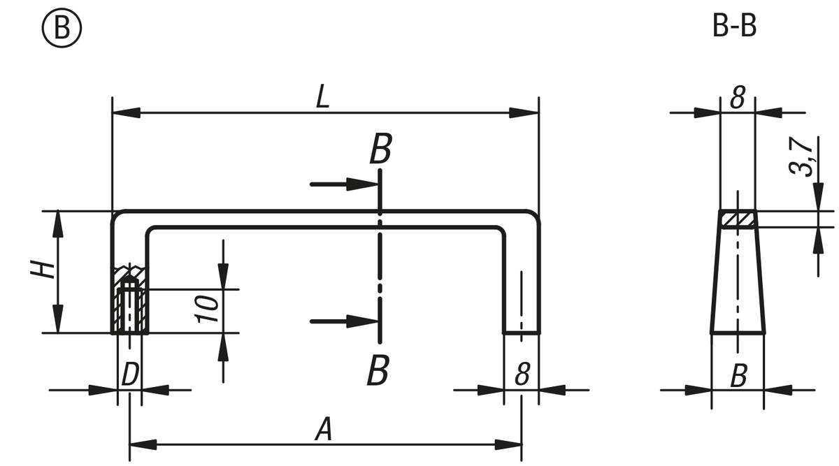 Bygelhandtag, Form B