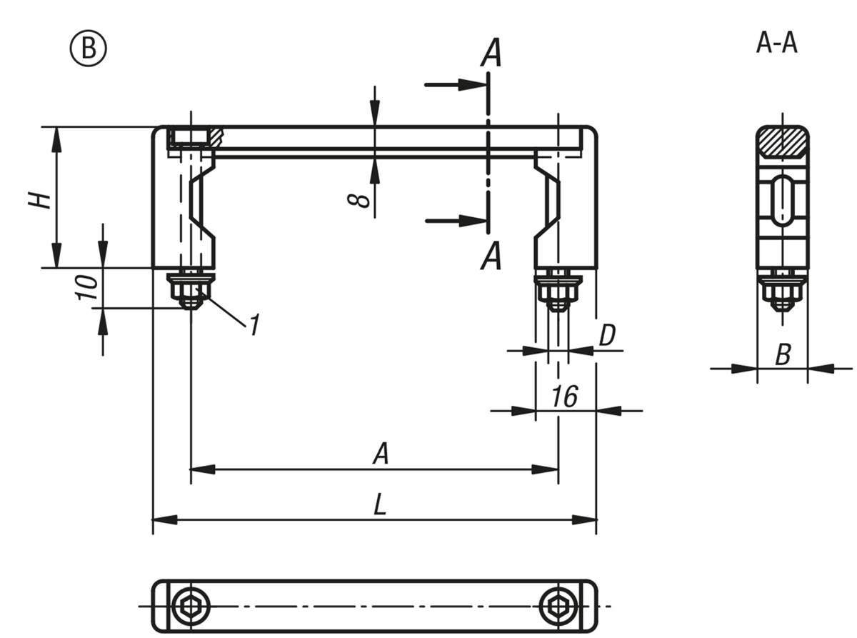Bygelhandtag Form B