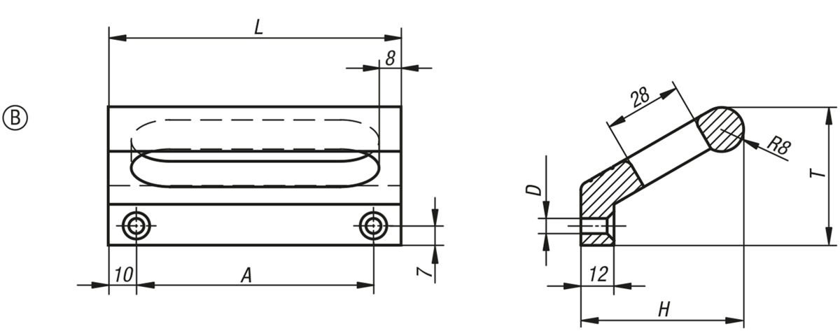 Profilhandtag, Form B