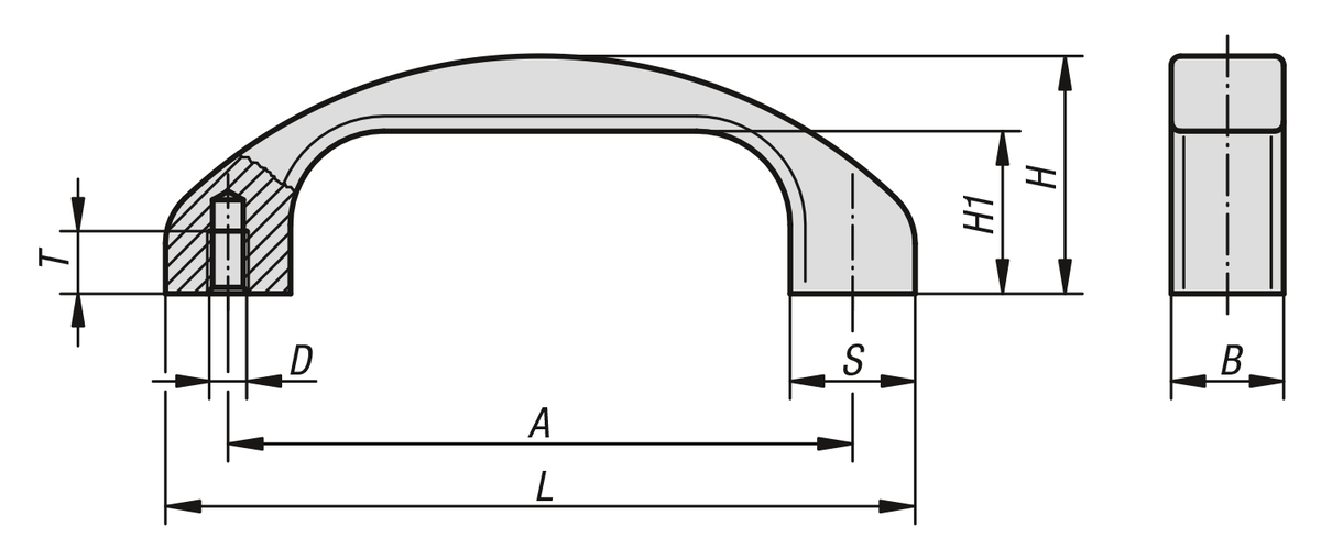 Bygelhandtag i aluminium 