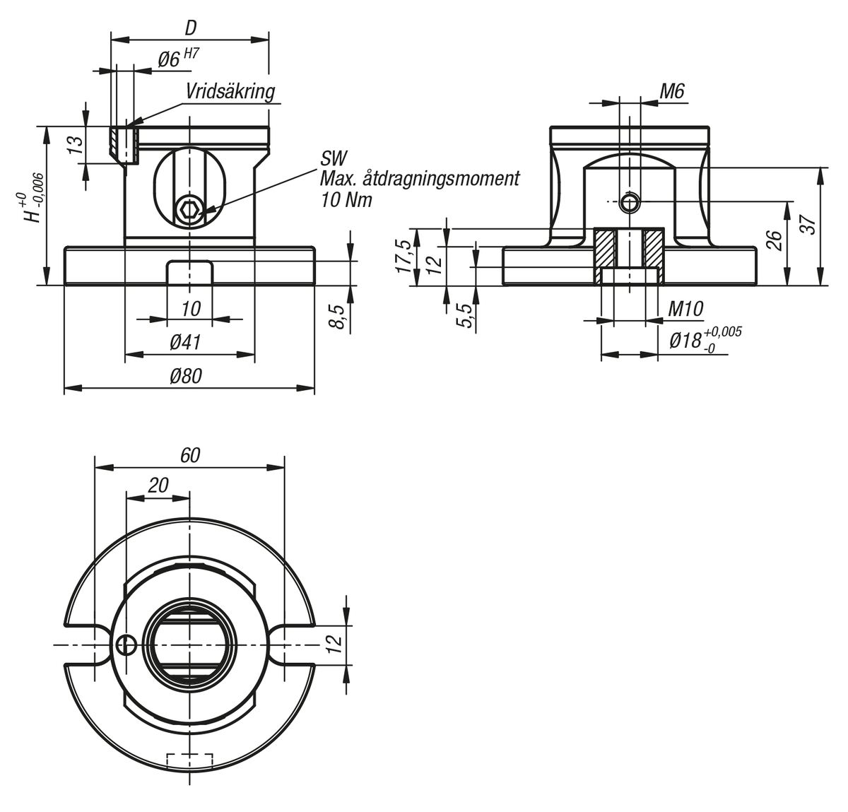 UNILOCK basmodul för 5-axlig bearbetning systemstorlek 50 mm