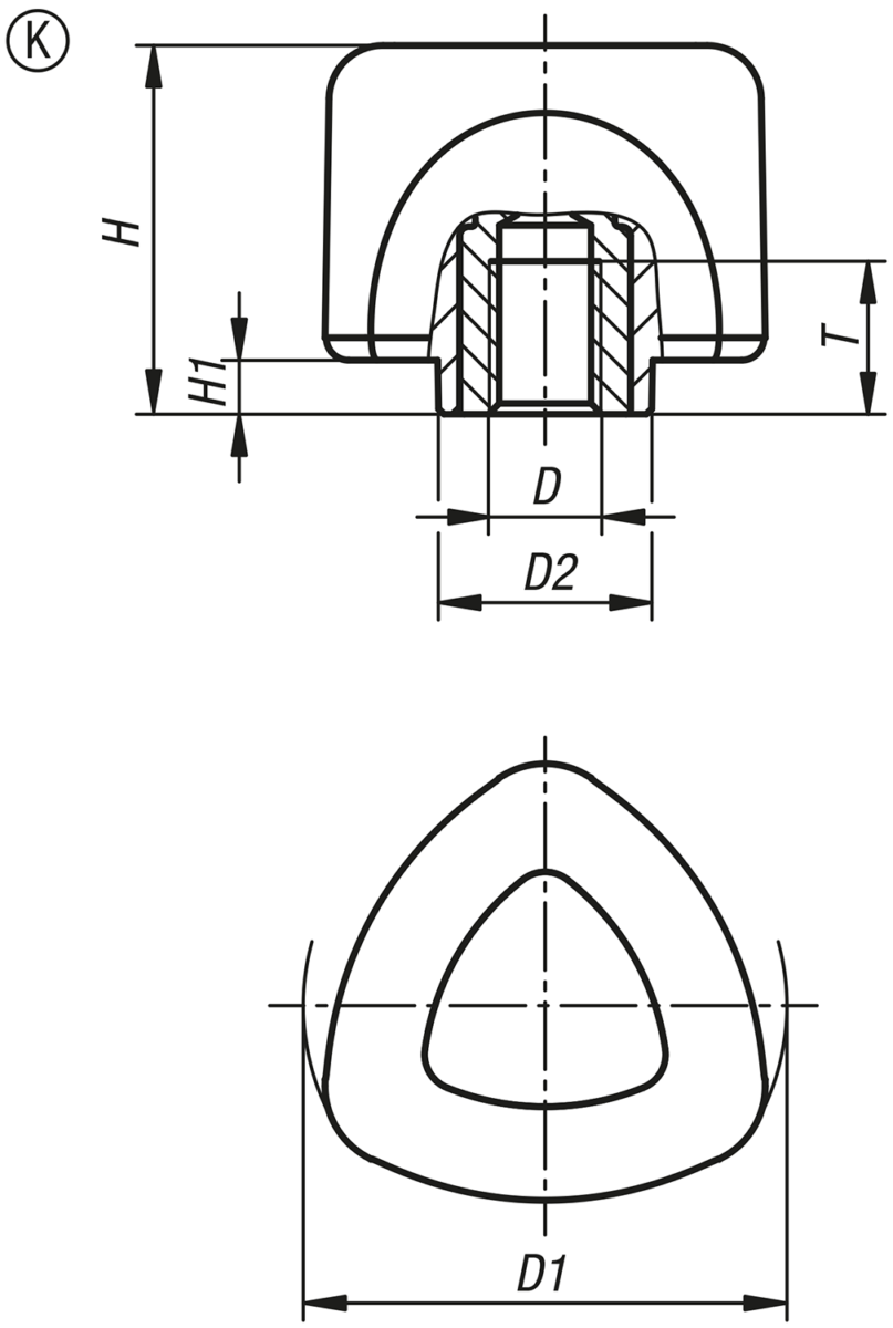 Trekantsvred 2K, ergonomiska med innergänga