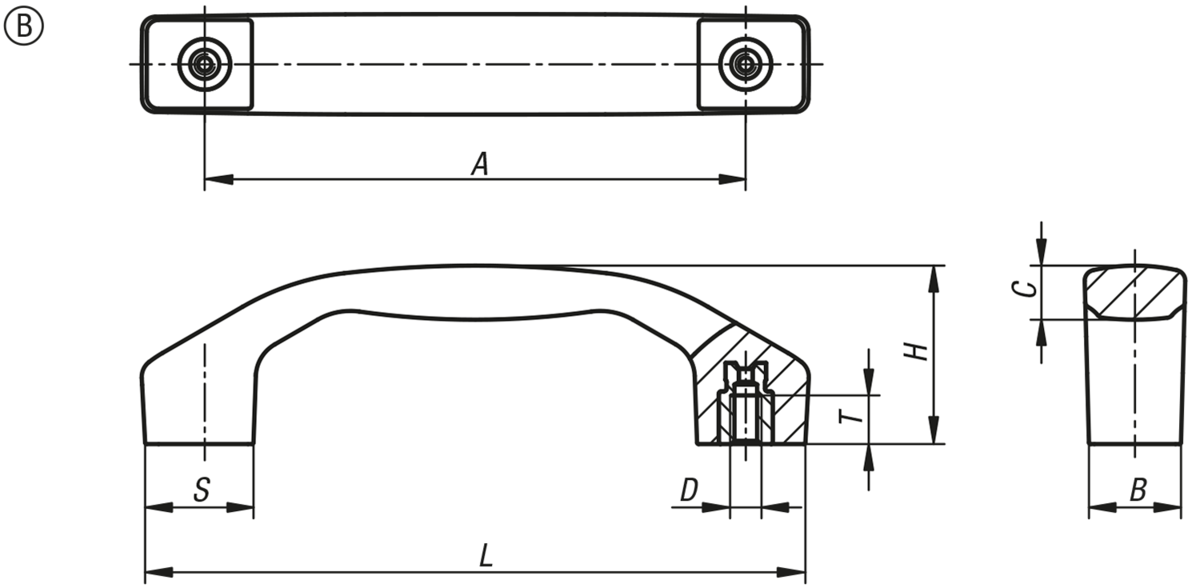 Bygelhandtag, Form B