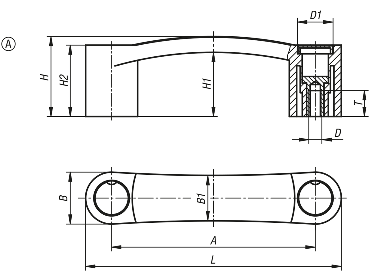 Bygelhandtag, Form A 