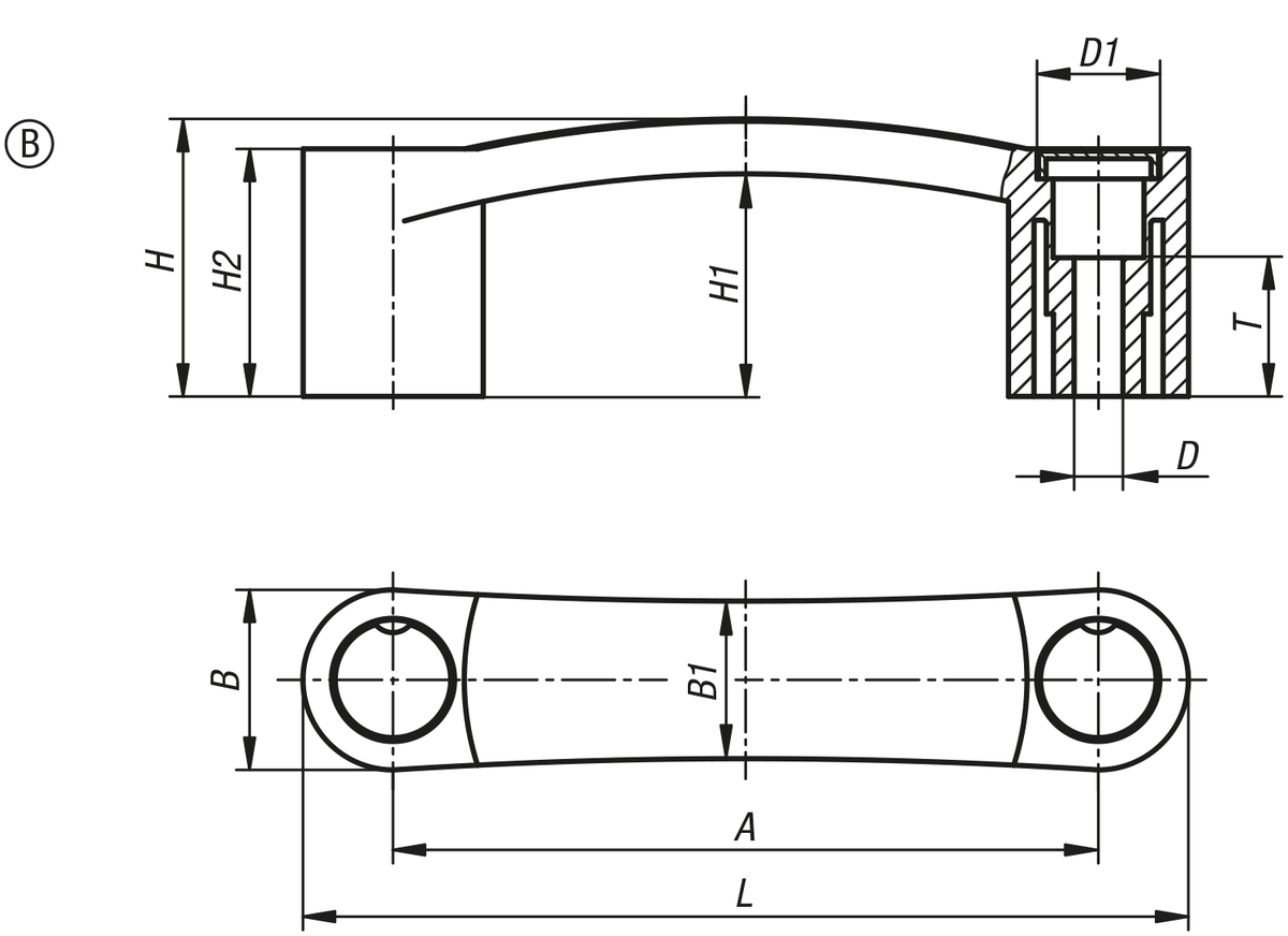 Bygelhandtag, Form B