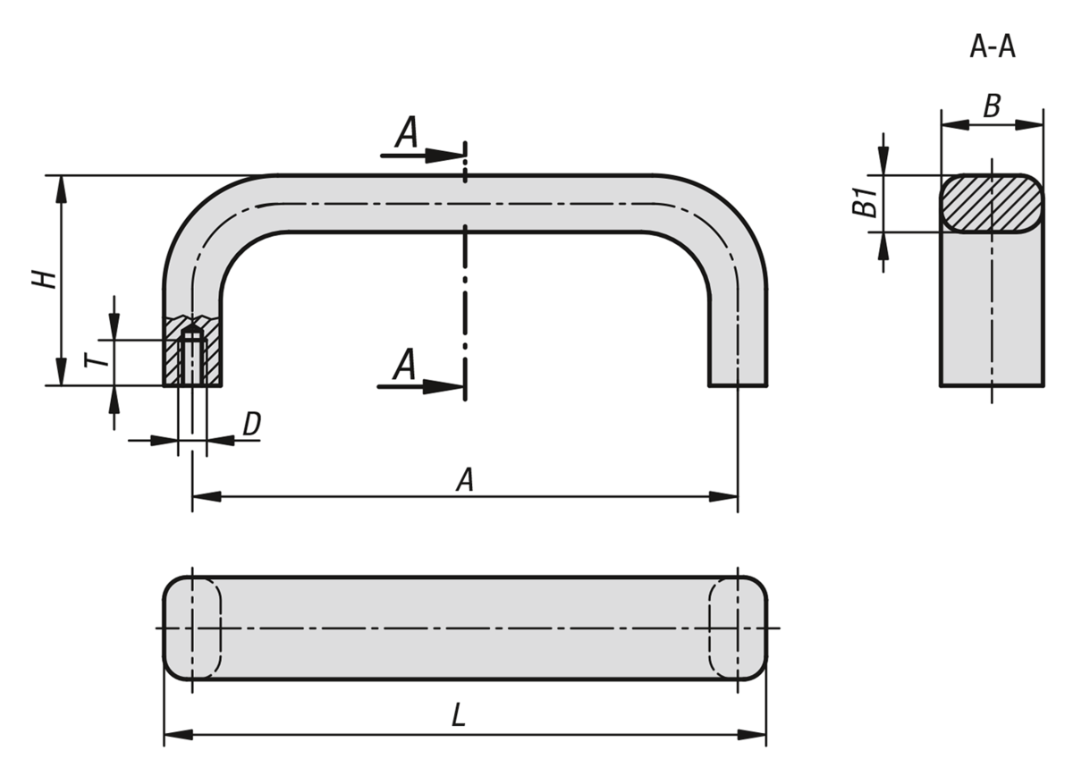 Ovala bygelhandtag i aluminium